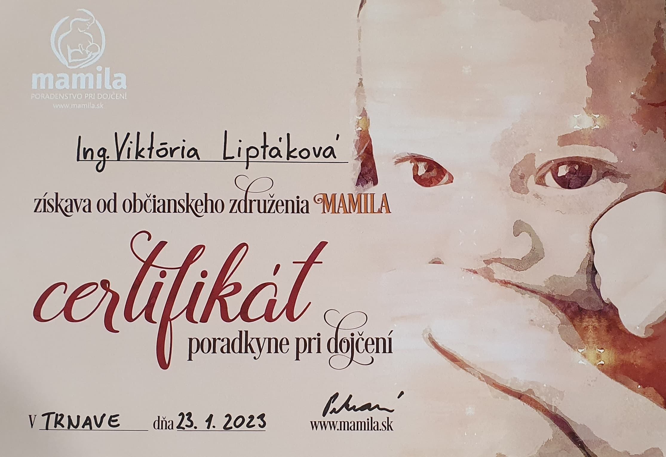Certifikát predná strana